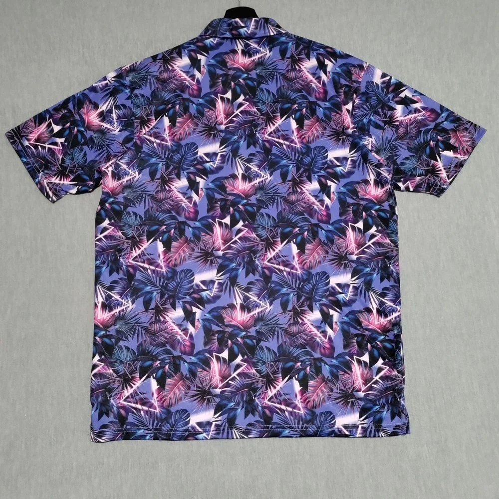 Lofty Llama Golf Polo Shirt Mens Large Bermuda Transfusion‎ Floral Geometric AOP